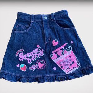 Mezzo Piano StraBerry Denim Skirt Size 130